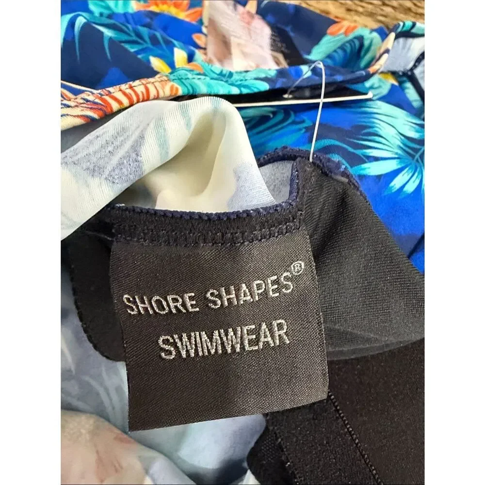 Shore Shapes Blue Floral Swim Dress One Piece Swimsuit Size 8